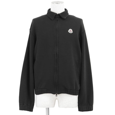 【美品】MONCLER モンクレール ジップアップカーディガン サイズ S メンズ 2023年モデル ロゴパッチ コットン100% スウェット ブルゾン アウター ブラック 黒 トルコ製