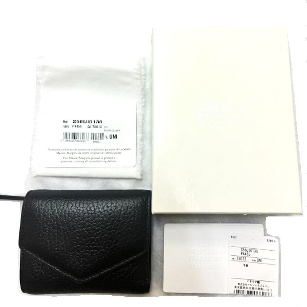 Maison Margiela 11 メゾンマルジェラ イタリア製 ENVELOPE WALLET 3つ折り財布 小銭入れ付き S56UI0136 P4455 Black(T8013) マルタン レザーウォレット 定価72,600円 g25724
