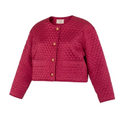 GIVENCHY ジバンシィ ヴィンテージ キルティングジャケット ショート丈ジャケット アウター ピンク ノーカラージャケット A3-00093 【中古】