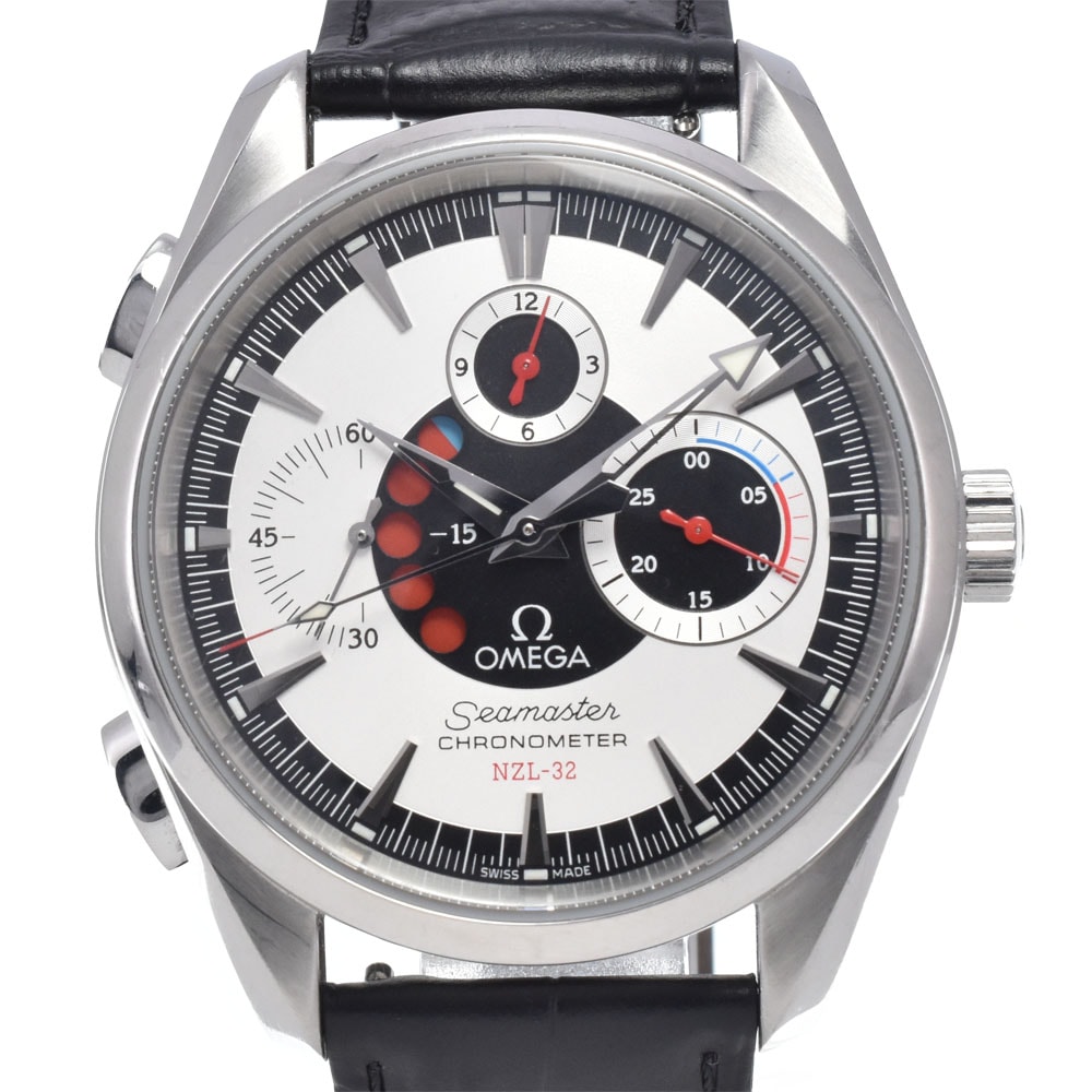 オメガ OMEGA 2813.30.81 シーマスターアクアテラ NZL-32 クロノグラフ シルバー 自動巻き メンズ 良品 腕時計 K#146791