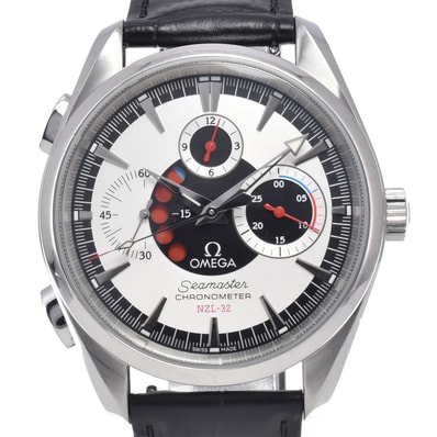 オメガ OMEGA 2813.30.81 シーマスターアクアテラ NZL-32 クロノグラフ シルバー 自動巻き メンズ 良品 腕時計 K#146791