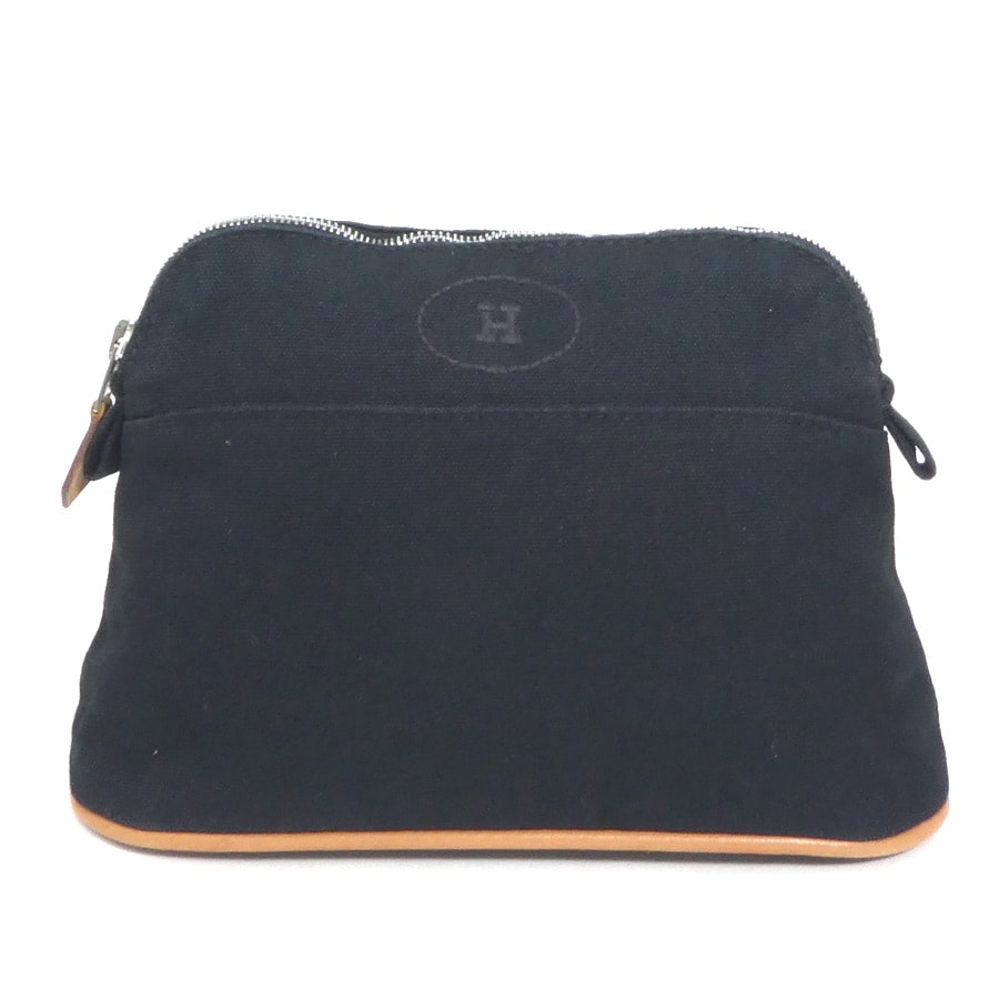 エルメス HERMES ポーチ ボリードポーチ ミニ コットン ブラック シルバー レディース【中古】 e60836g