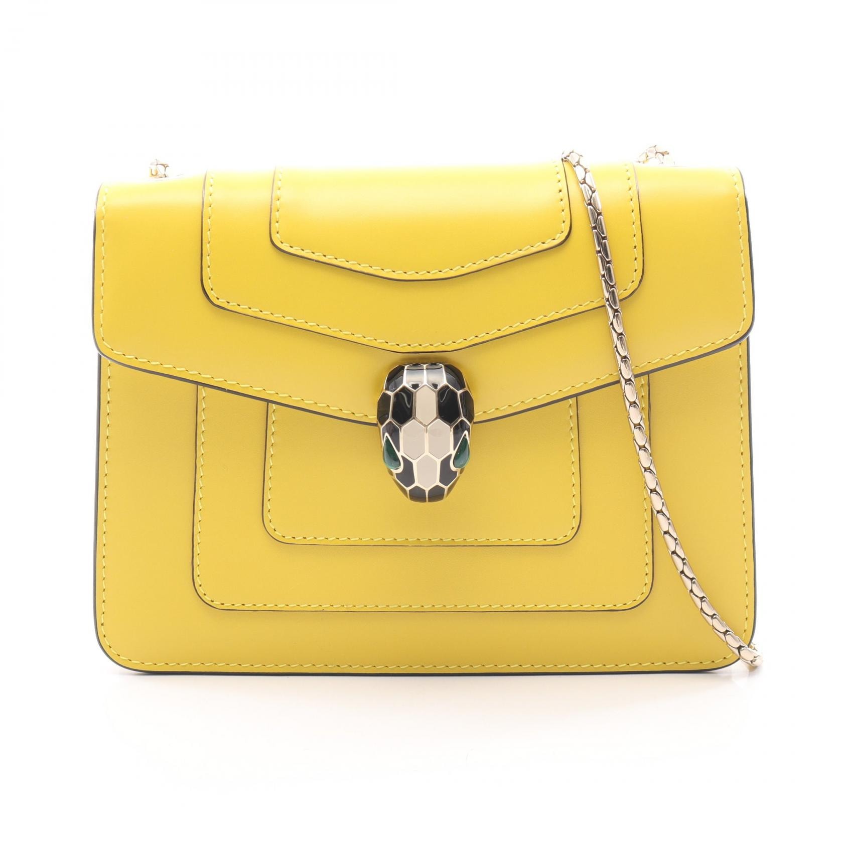 ブルガリ BVLGARI セルペンティ フォーエバー ショルダーバッグ バッグ レザー レディース イエロー系 【中古】