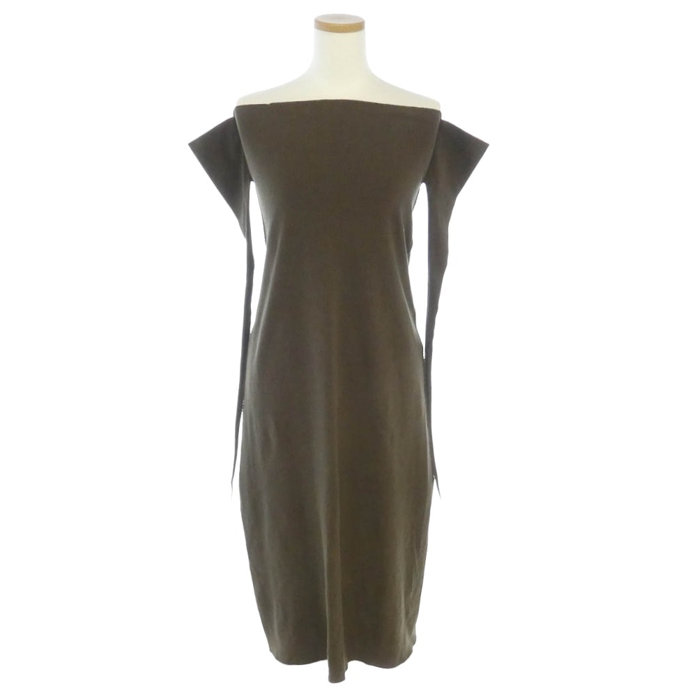 ISSEY MIYAKE イッセイミヤケ AP31-KG453 A-POC エーポック オフショルダー ニット ロング ワンピース カーキ系 2【中古】