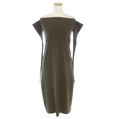 ISSEY MIYAKE イッセイミヤケ AP31-KG453 A-POC エーポック オフショルダー ニット ロング ワンピース カーキ系 2【中古】
