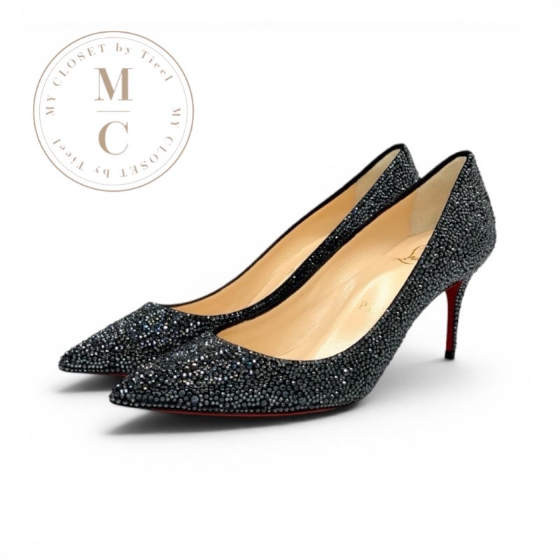 クリスチャンルブタン Christian Louboutin デコルテ パンプス 靴 シューズ スワロフスキー ブラック 未使用 パーティーシューズ フォーマルシューズ