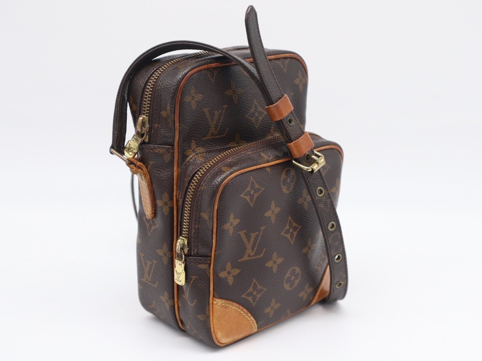 LOUIS VUITTON ルイ・ヴィトン モノグラム キャンバス アマゾン M45236 ショルダーバッグ ブラウン コーティングキャンバス レザー レディース