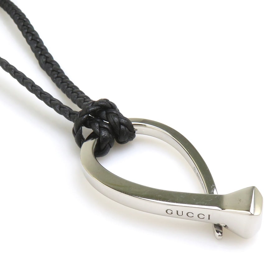 グッチ GUCCI ネックレス シルバー925/レザー シルバー/ブラック メンズ【中古】 e62156a