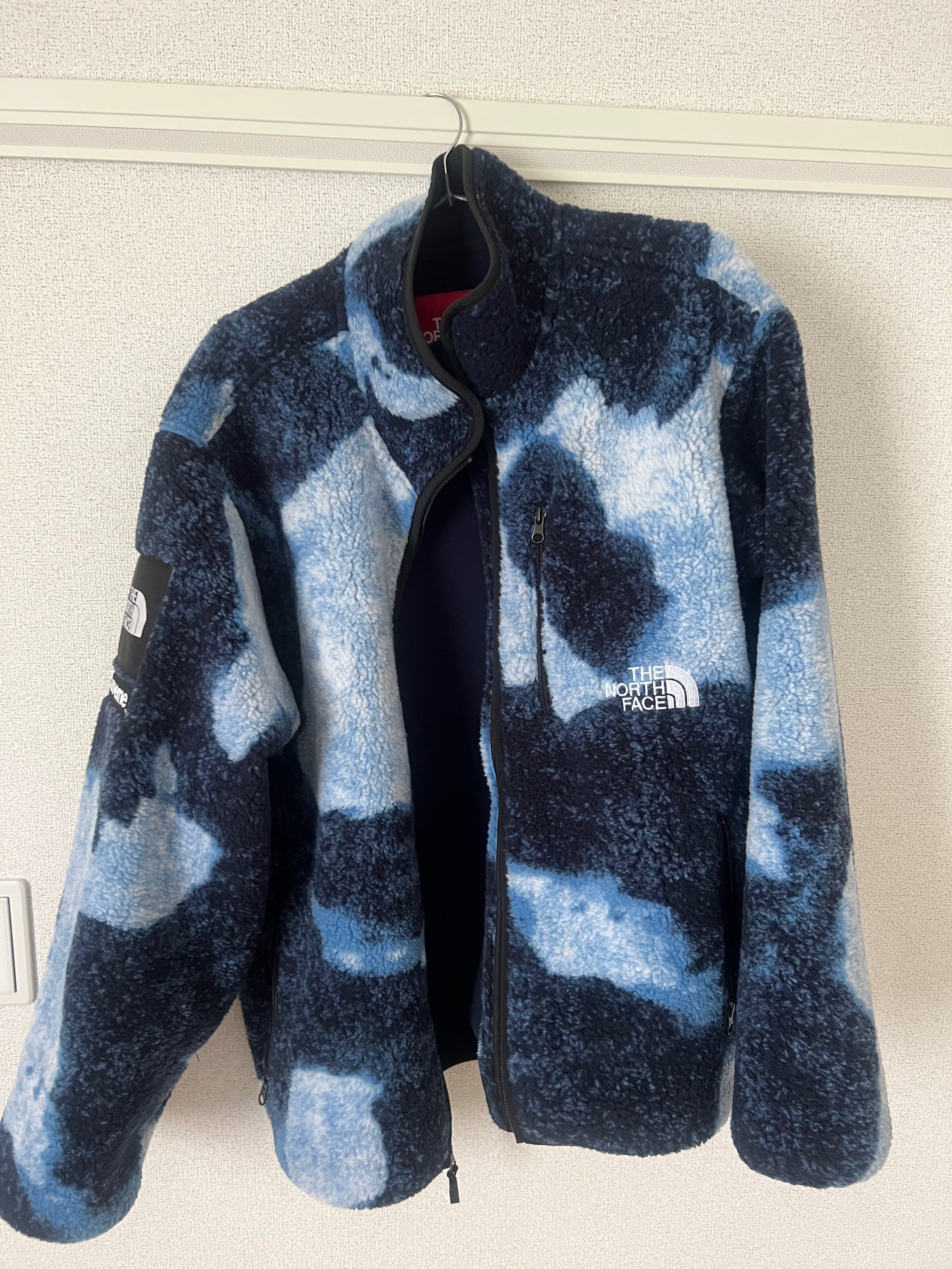 Supreme x The North Face Bleached Denim Print Fleece Jacket "Indigo"
