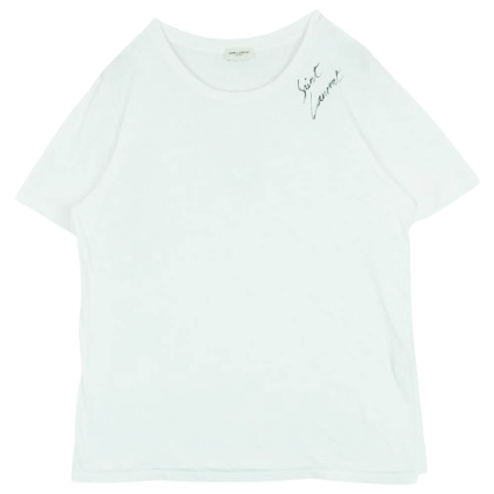 SAINT LAURENT サンローラン 半袖Tシャツ 480404 YB1HC ロゴプリント クルーネック 半袖 Tシャツ コットン イタリア製 ホワイト系 M【中古】