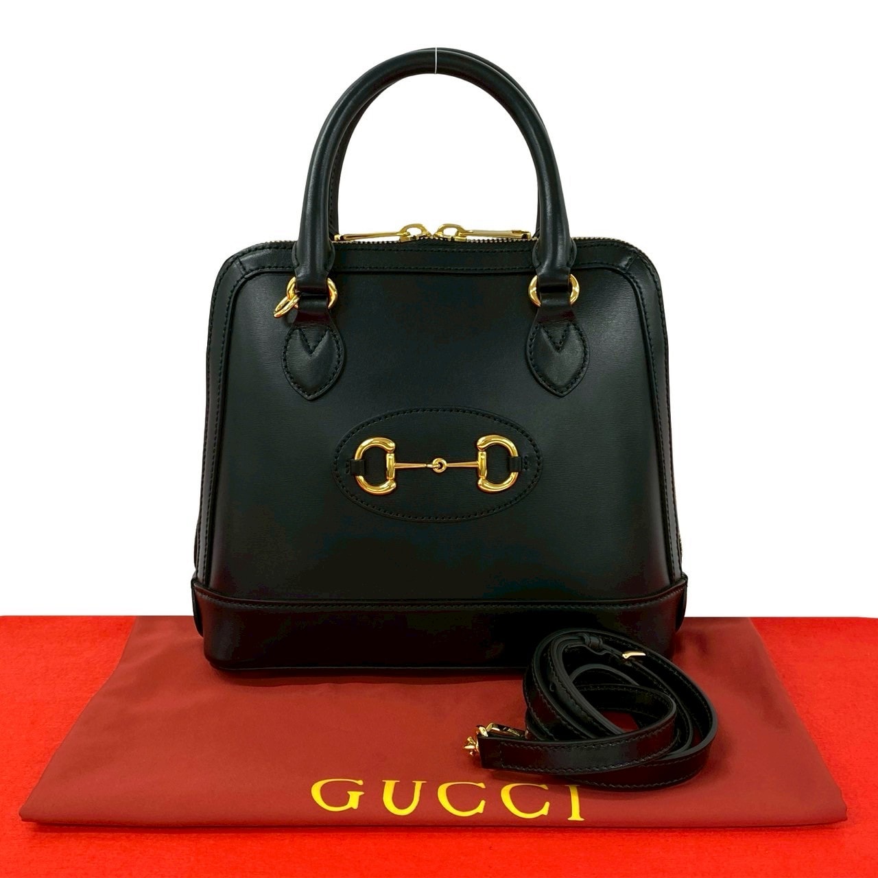 GUCCI グッチ ホースビット 1955 レザー ショルダーバッグ ブラック
 41690