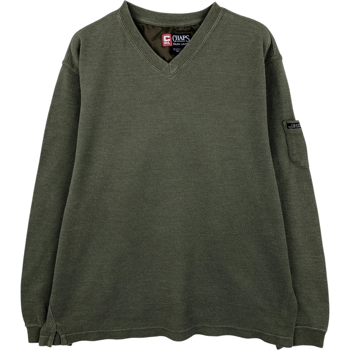 古着 ラルフローレン Ralph Lauren CHAPS チャップス Vネック サーマルロングTシャツ メンズM相当/eaa616066