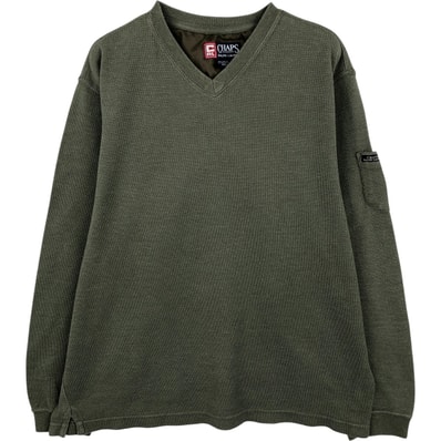 古着 ラルフローレン Ralph Lauren CHAPS チャップス Vネック サーマルロングTシャツ メンズM相当/eaa616066