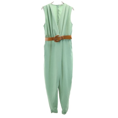 LAUREN RALPH LAUREN ローレンラルフローレン ノースリーブ オールインワン XS ミントグリーン ジャンプスーツ