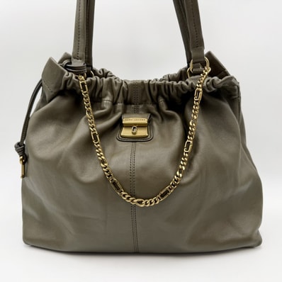 MARC JACOBS(マークジェイコブス)The Cristina トートバッグ レザー カーキ系 ゴールドトーン金具 レディース