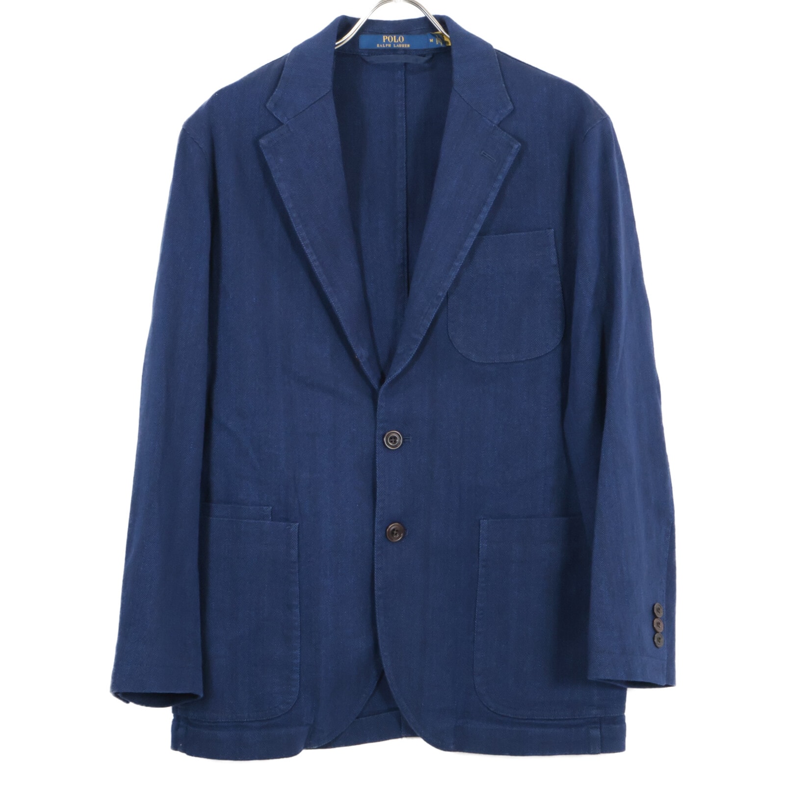 ポロ ラルフローレン ブルー リネンブレンド ヘリンボーン スポーツコート M