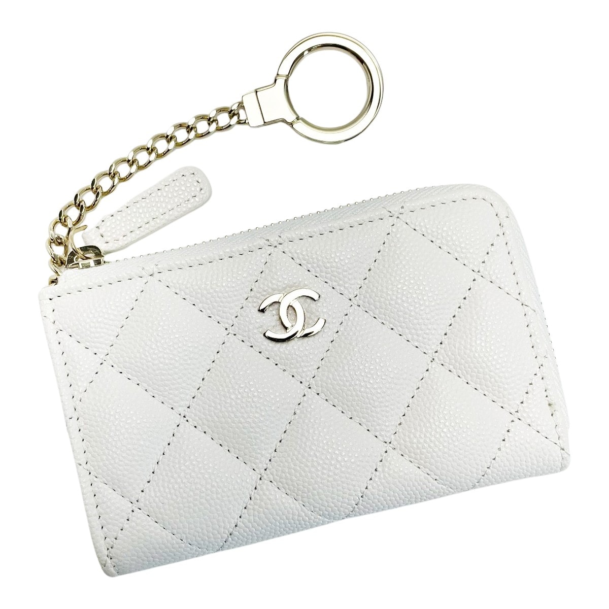 ☆☆CHANEL シャネル マトラッセ AP0221 ホワイト ココマーク コインケース キーケース キャビアスキン ゴールド金具 ギャランティ有