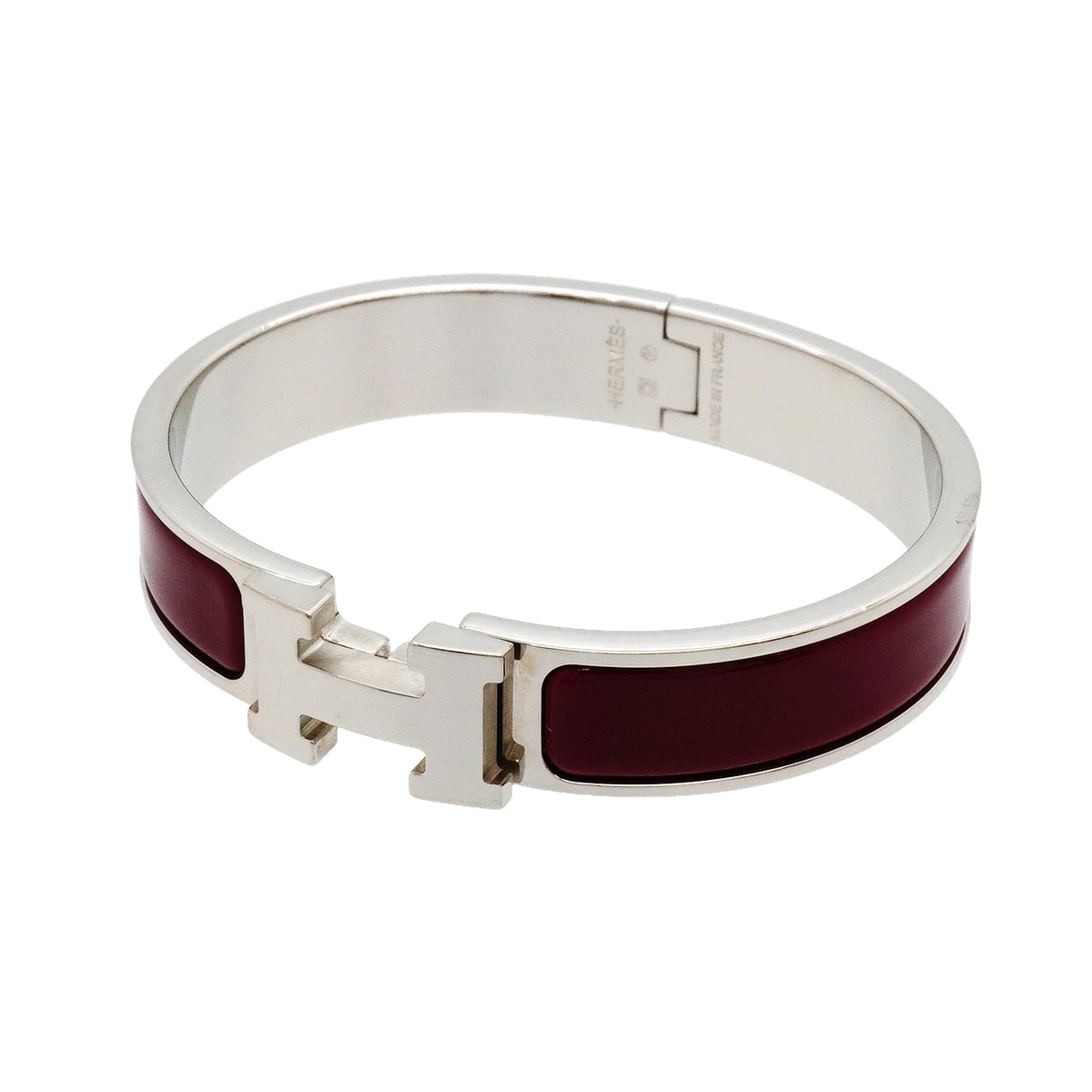 【6jhb0740】エルメス バングル クリッククラックPM メタル シルバー レッド【中古】レディース