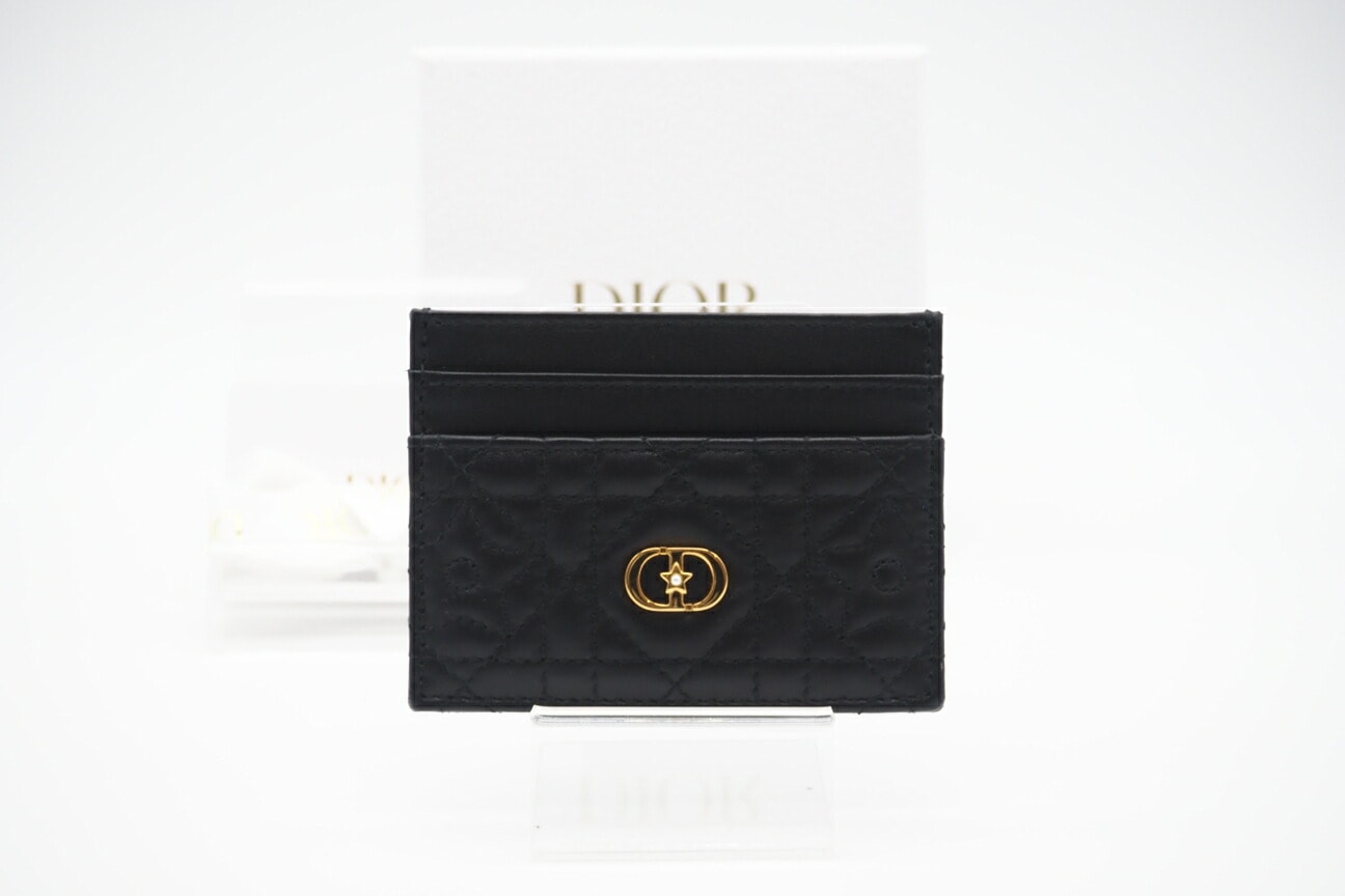 極美品 Dior ディオール ラムスキン Dior Caro Freesia カードホルダー S5130UNTZ_M900 カードケース ブラック ラムスキン レディース