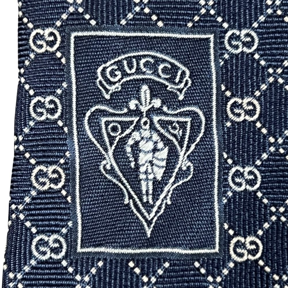 C (やや傷や汚れあり)】GUCCI グッチ GG柄 シルク ネクタイ 55473