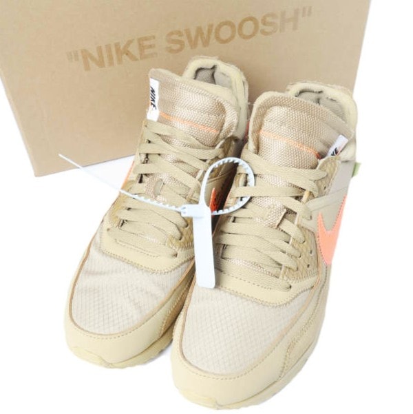 NIKE x OFF WHITE ナイキ オフホワイト 別注 THE 10 AIR MAX 90 エアマックス 90 AA7293-200 US9.5(27.5cm) PARACHUTE BEIGE/BRIGHT MANGO スニーカー シューズ g27776