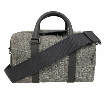 【6ie6939】クリスチャンディオール ハンドバッグ ランゴ26 キャンバス グレー シルバー金具 2wayバッグ【中古】レディース