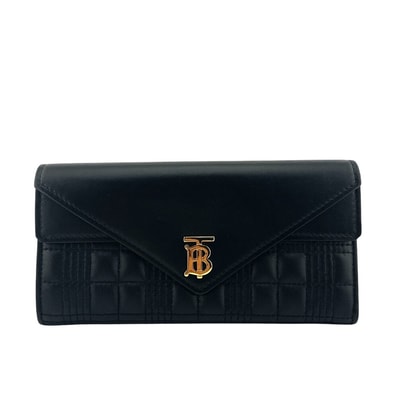 バーバリー BURBERRY 長財布 TB BURBERRY TBロゴ キルティング Wフラップ 二つ折り ブラック