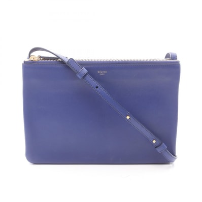 セリーヌ CELINE TRIO LARGE トリオ ラージ ショルダーバッグ バッグ レザー レディース ブルー系 171453 【中古】