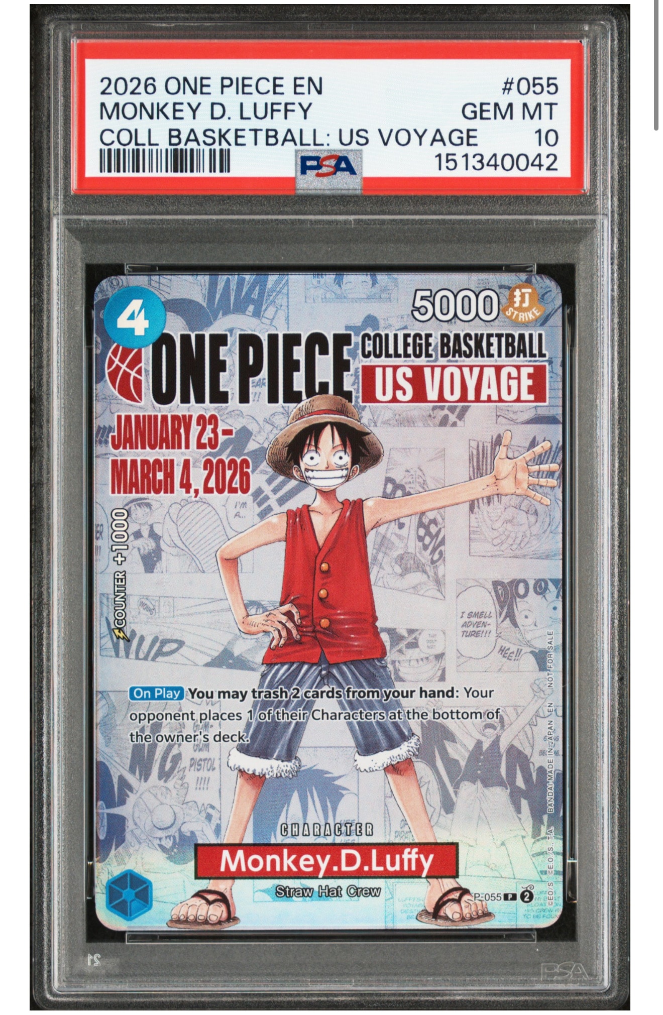 PSA10】モンキー・D・ルフィ：P (開封済) [P-055]【英語版