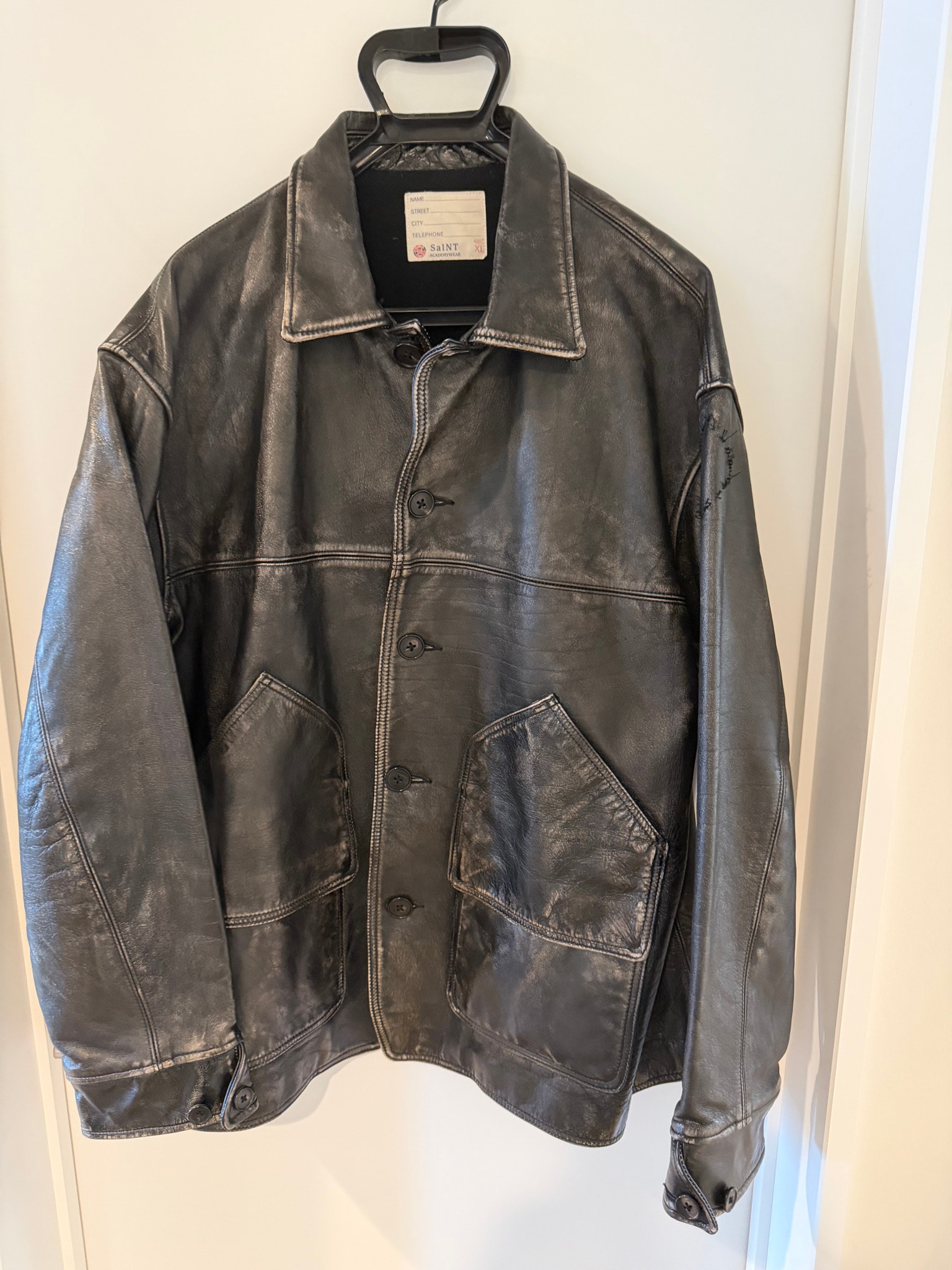 Saint Mxxxxxx Sa Lthr Jkt/Damage "Black/White"