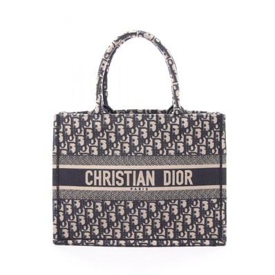 ディオール Dior BOOK TOTE ブックトート ミディアム オブリークエンブロイダリー トートバッグ バッグ キャンバス レディース ネイビー系 M1296ZRIW_M828 【中古】