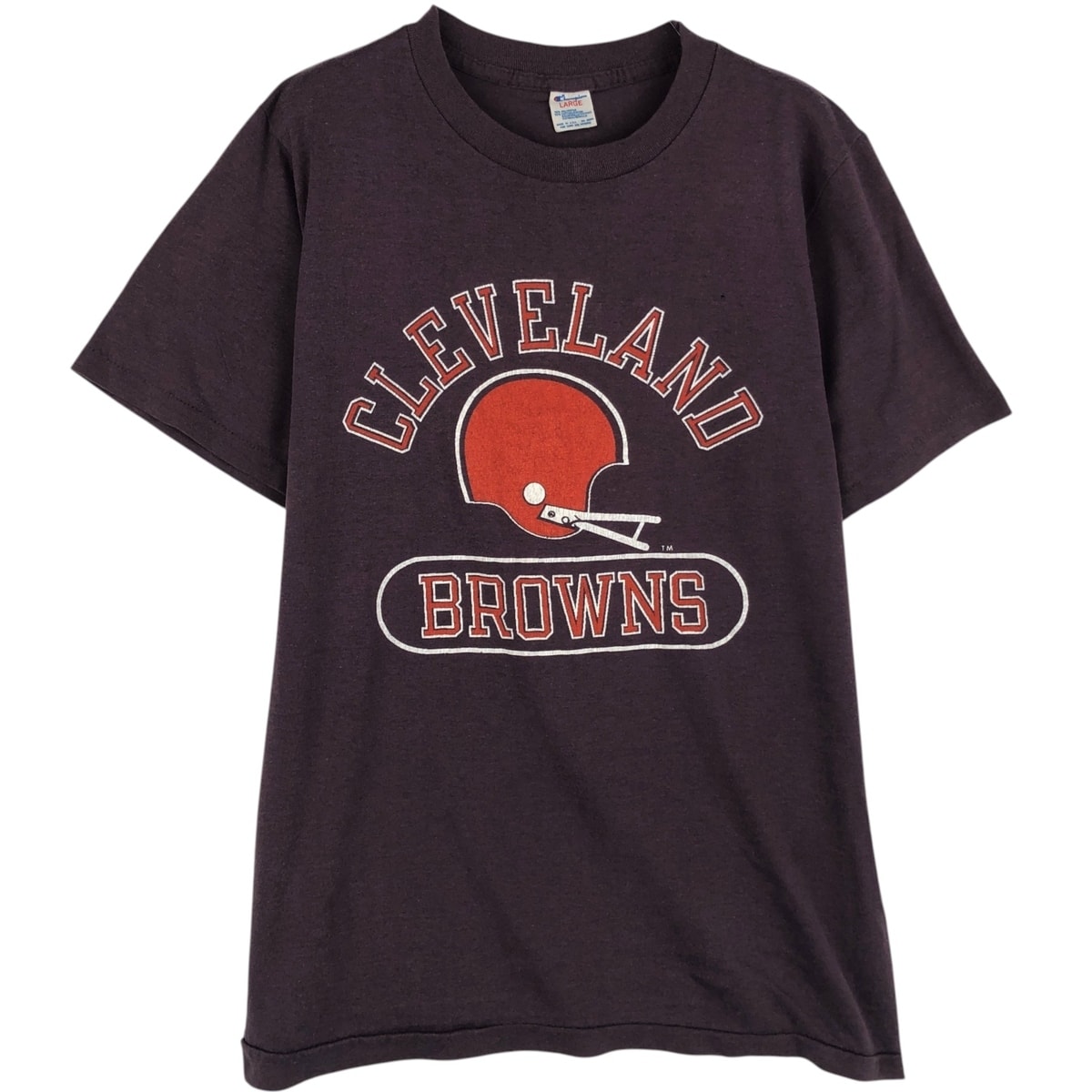 古着 80年代 チャンピオン Champion トリコタグ NFL CLEVELAND BROWNS クリーブランドブラウンズ スポーツプリントTシャツ USA製 レディースL相当 ヴィンテージ/eaa640807