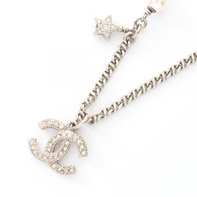 シャネル CHANEL ネックレス ジュエリー メタル ラインストーン / フェイクパール レディース ゴールド系 / ホワイト系 / クリア系 【中古】