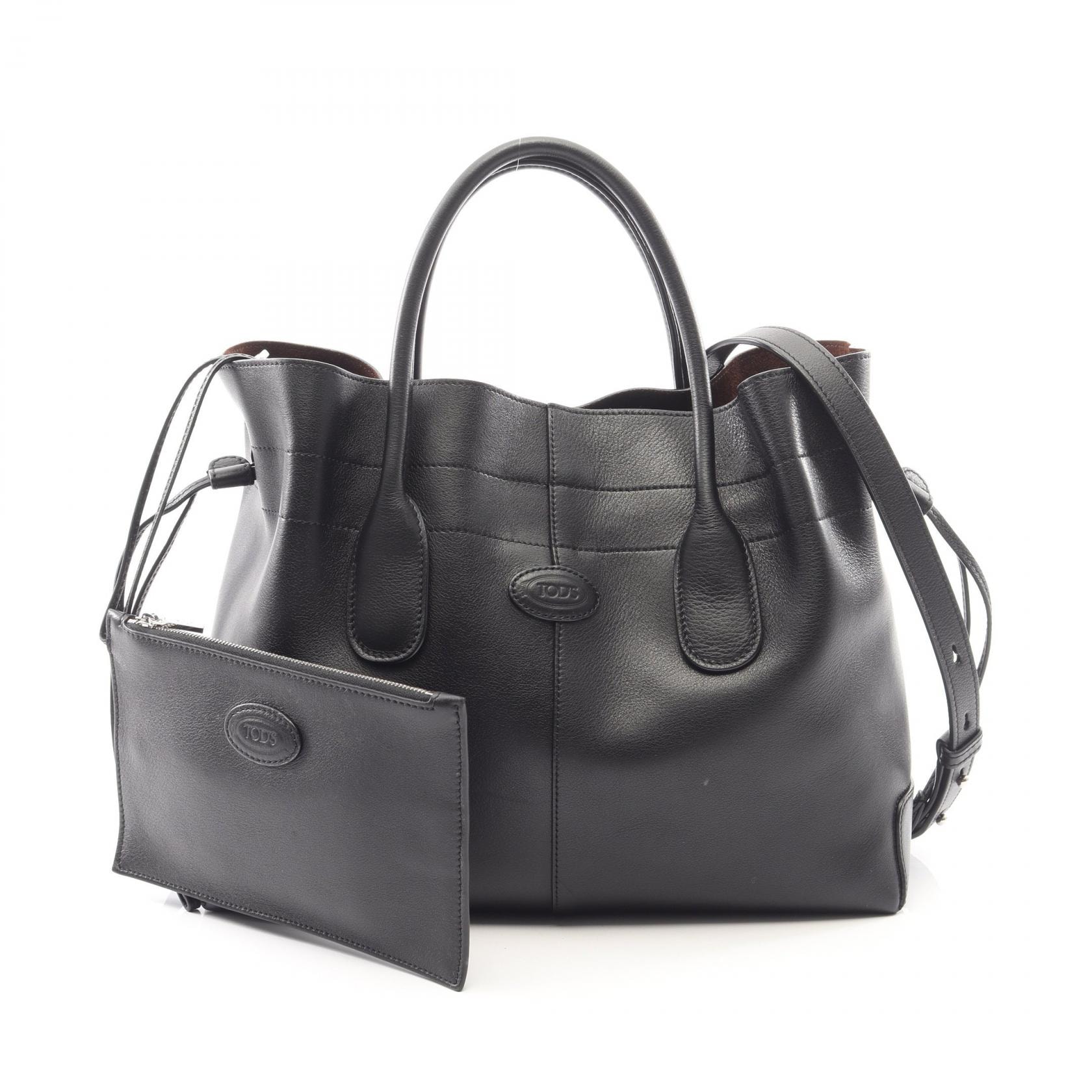 トッズ TOD'S DI ドローストリング 2WAY ハンドバッグ バッグ レザー レディース ブラック系 【中古】