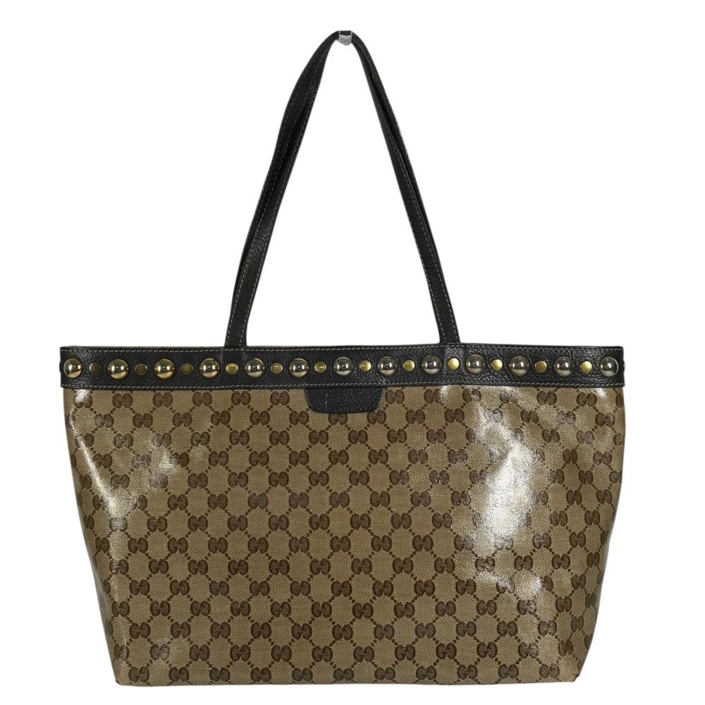 グッチ GUCCI ロゴ スタッズ  336667 GGクリスタル トートバッグ カバン 肩掛け ショルダーバッグ レザー/コーティングキャンバス ベージュ