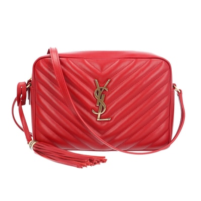 サンローラン ルーカメラバッグ ショルダーバッグ レザー 612544 レッド レディース SAINT LAURENT 中古
