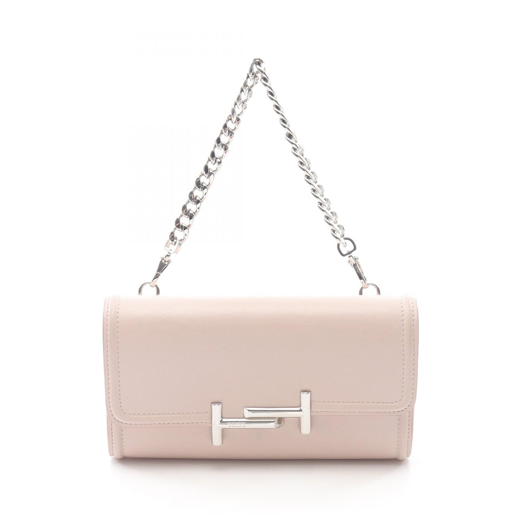 トッズ TOD'S ダブルT ハンドバッグ バッグ レザー レディース ピンク系 【中古】