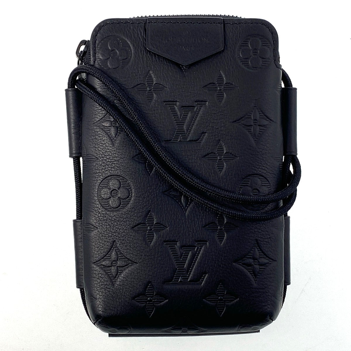 LOUIS VUITTON ルイ・ヴィトン レースアップ ポーチ ショルダーバッグ M12601 モノグラムシャドウ ブラック  メンズ【中古】