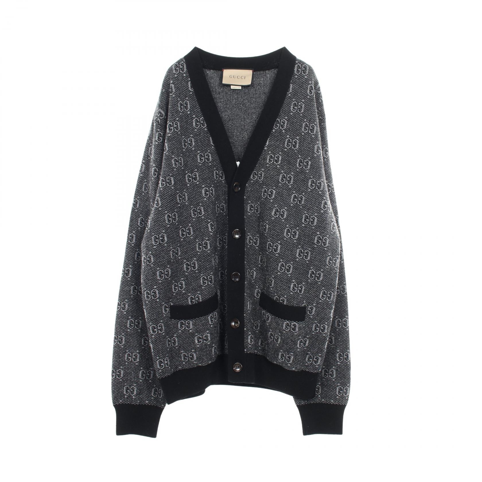 グッチ GUCCI GGウール カーディガン 衣料品 トップス ウール メンズ グレー系 / ブラック系 【中古】