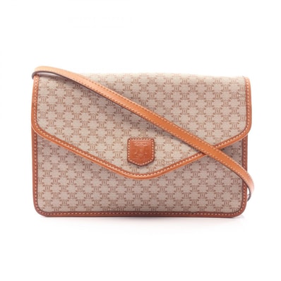 セリーヌ CELINE マカダム ショルダーバッグ バッグ PVCコーティングキャンバス レザー レディース ベージュ系 / ブラウン系 【中古】