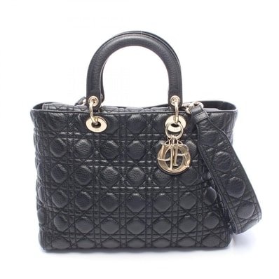 ディオール Dior LADY DIOR レディディオール 2WAY ハンドバッグ バッグ レザー レディース ブラック系 【中古】