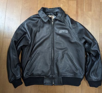Supreme / Martin Wong Schott 8-Ball Leather Varsity Jacket "Black"