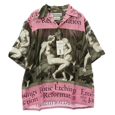WACKO MARIA ワコマリア 26SS TPS-WM-HI04 T.P.S. S/S HAWAIIAN SHIRT TYPE-4 ハワイアン アロハ 開襟 オープンカラー 半袖 シャツ Lサイズ ピンク系 グレー系 L【新古品】【未使用】【中古】