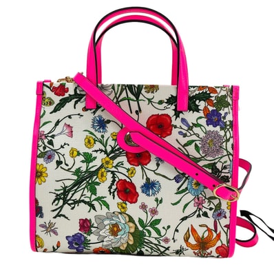 グッチ GUCCI キャンバス フローラ 2WAY ハンドバッグ【中古】
