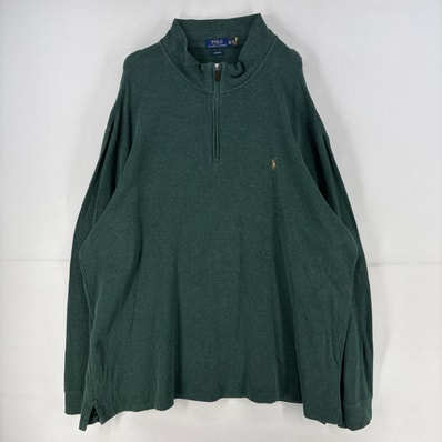 古着 ポロ・ラルフローレン POLO RALPH LAUREN スウェット ニット ロゴ ハーフジップ トレーナー 大きいサイズ 4XL グリーン メンズ