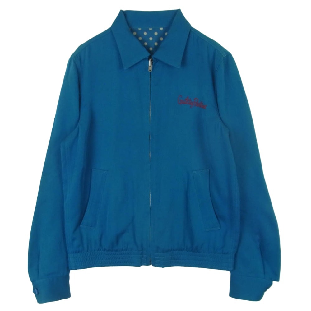 WACKO MARIA ワコマリア 10SS 10SS-OUT-05 リバーシブル チェーンロゴ刺繍 裏ポルカドット柄 レーヨン スイングトップ ジップアップ ジャケット ブルー系 S【中古】