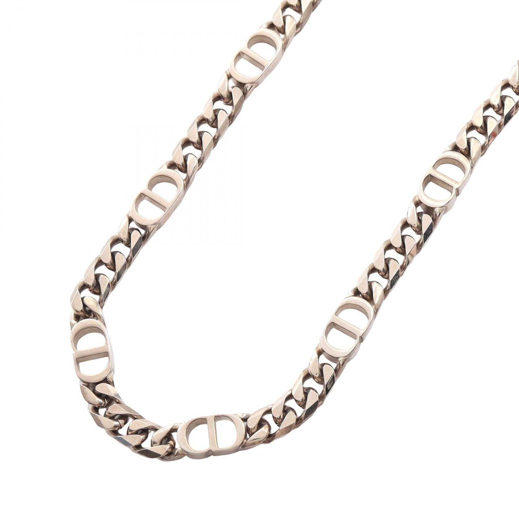 ディオール Dior CD Icon チェーンリンク ネックレス ジュエリー メタル メンズ シルバー系 【中古】