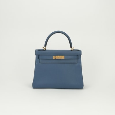 エルメス HERMES ケリー28 ケリー 28 バッグ トートバッグ ショルダーバッグ エバーカラー アズール Azur ブルー Blue 青 ゴールド金具 ハンドバッグ 2Way V字金具 新型金具 新金具