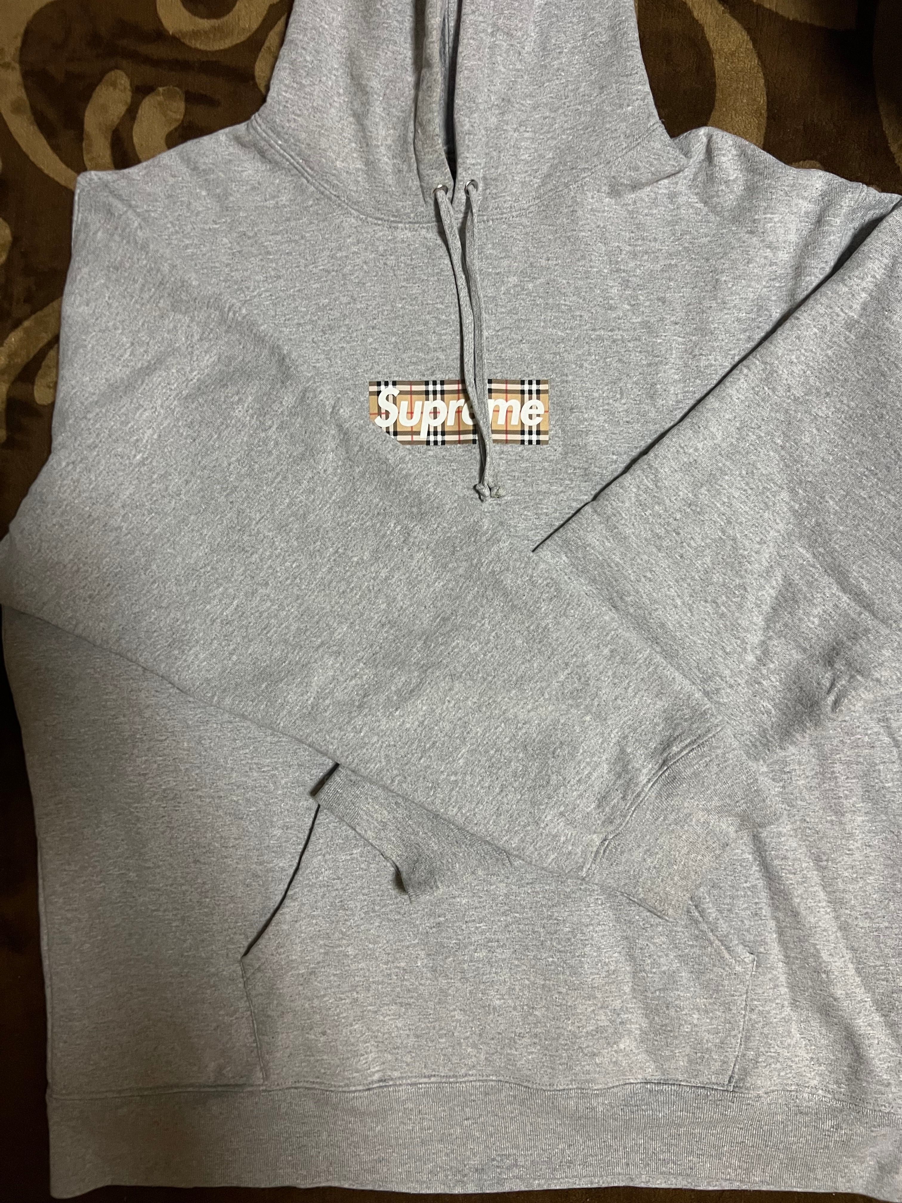 Supreme / Burberry Box Logo Hooded Sweatshirt "Heather Grey"