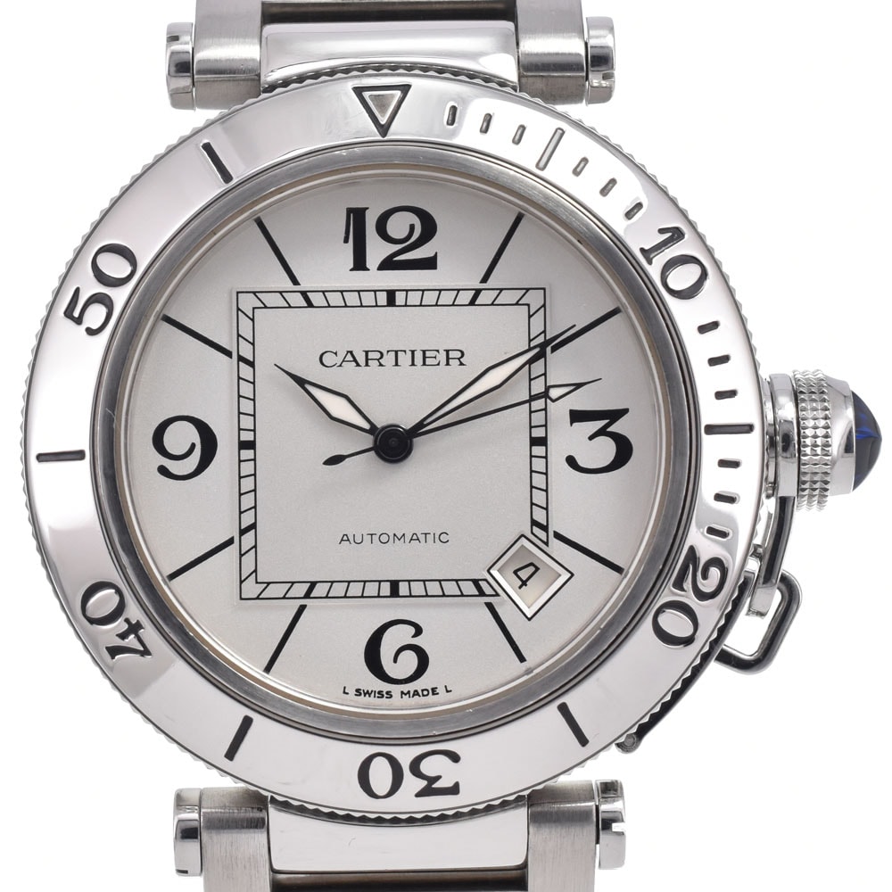 カルティエ CARTIER W31080M7 パシャ シータイマー デイト シルバー 自動巻き メンズ 美品 腕時計 J#150099
